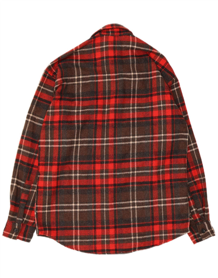 Camisa de franela vintage para hombre lana de cuadros rojos grandes