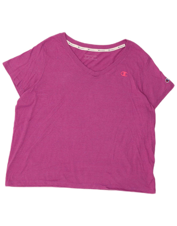 CHAMPION Camiseta extragrande para mujer UK 20 2XL Algodón moteado morado