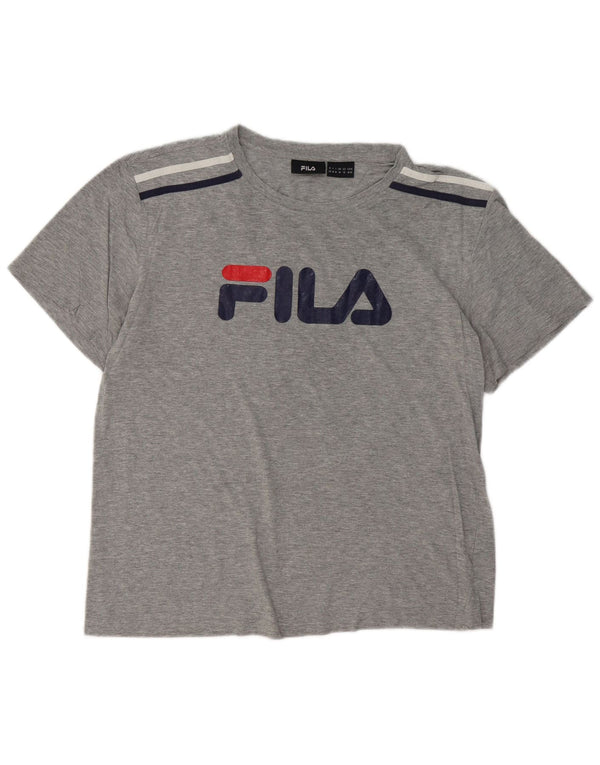 FILA Camiseta gráfica para hombre Top de algodón moteado gris medio