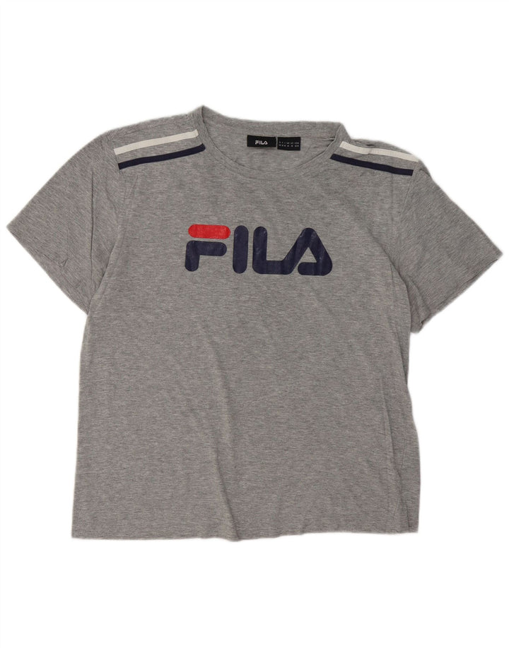 FILA Camiseta gráfica para hombre Top de algodón moteado gris medio