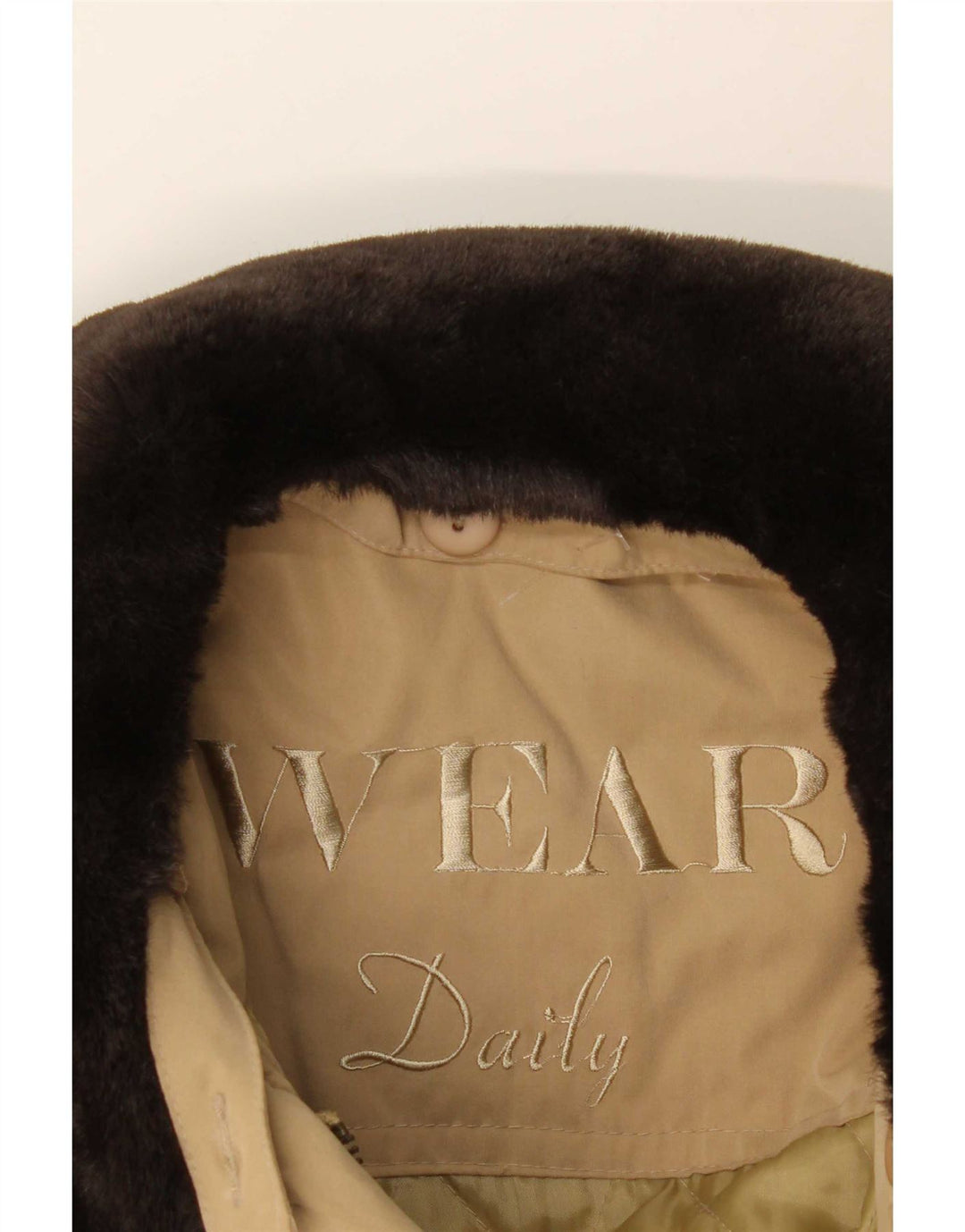 Vintage mujer chaqueta utilitaria de gran tamaño uk 18 XL poliéster beige