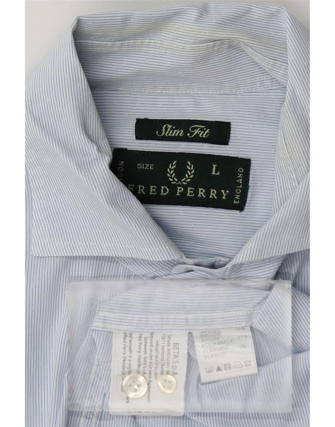 Fred Perry Camisa Slim Fit Para Hombre De Algodón Con Rayas Azules Grandes