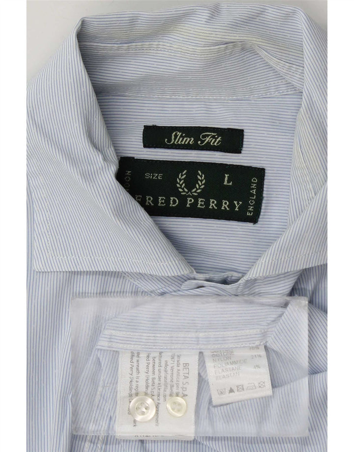 Fred Perry Camisa Slim Fit Para Hombre De Algodón Con Rayas Azules Grandes