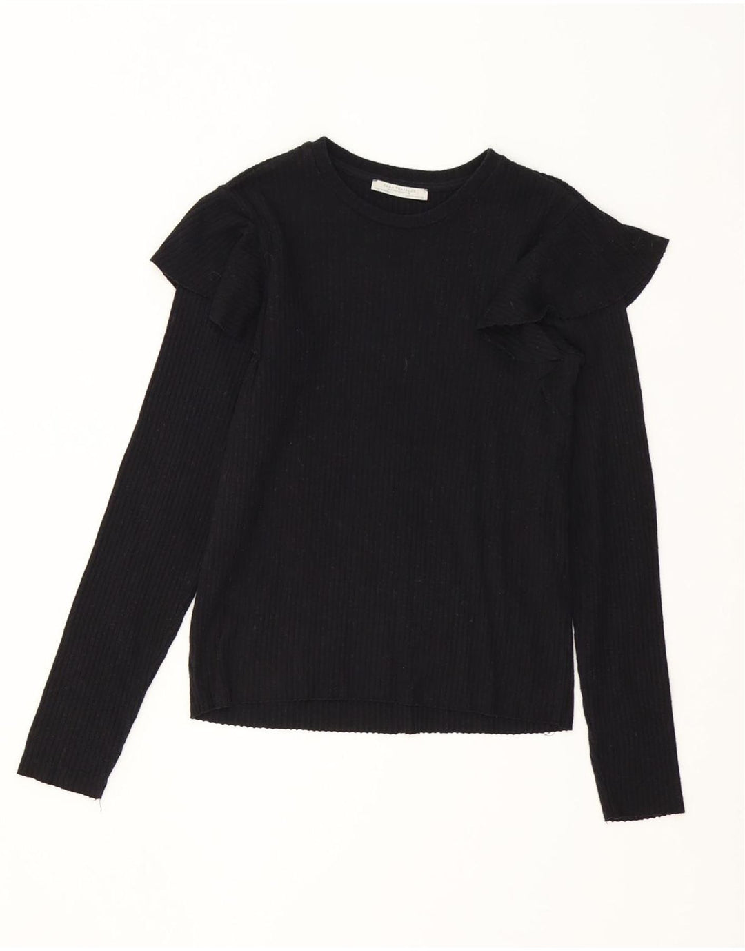 Zara Mujer Blusa Top UK 42 Mediano Negro