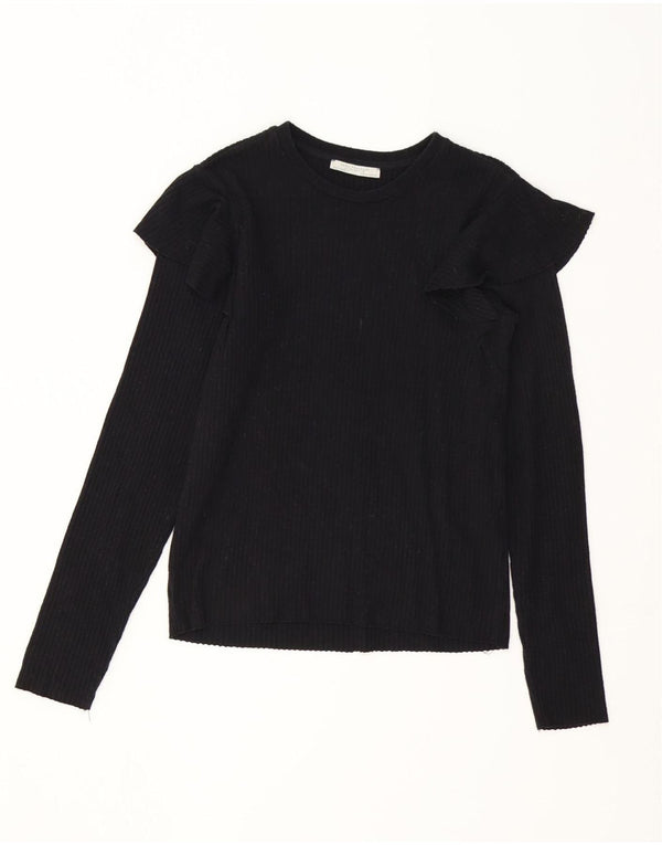 Zara Mujer Blusa Top UK 42 Mediano Negro