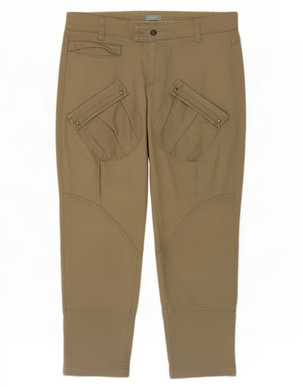 Stefanel Pantalones cargo ajustados para mujer IT 42 Medium W30 L25 Algodón beige