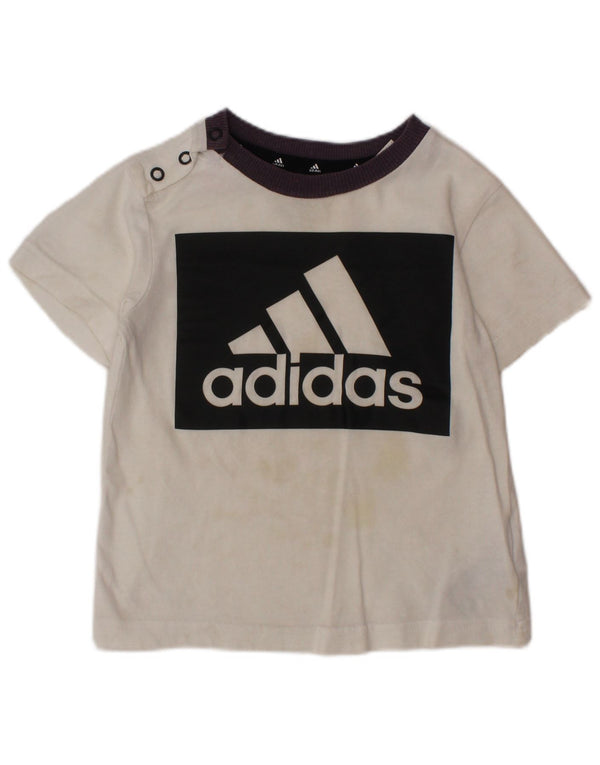 ADIDAS Camiseta gráfica para bebés niños 12-18 meses Blanco Colorblock Algodón