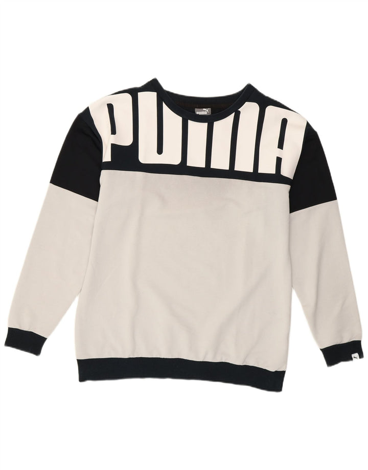 Puma Mujer Graphic Sudadera Jumper UK 12 Medium Blanco Colorblock