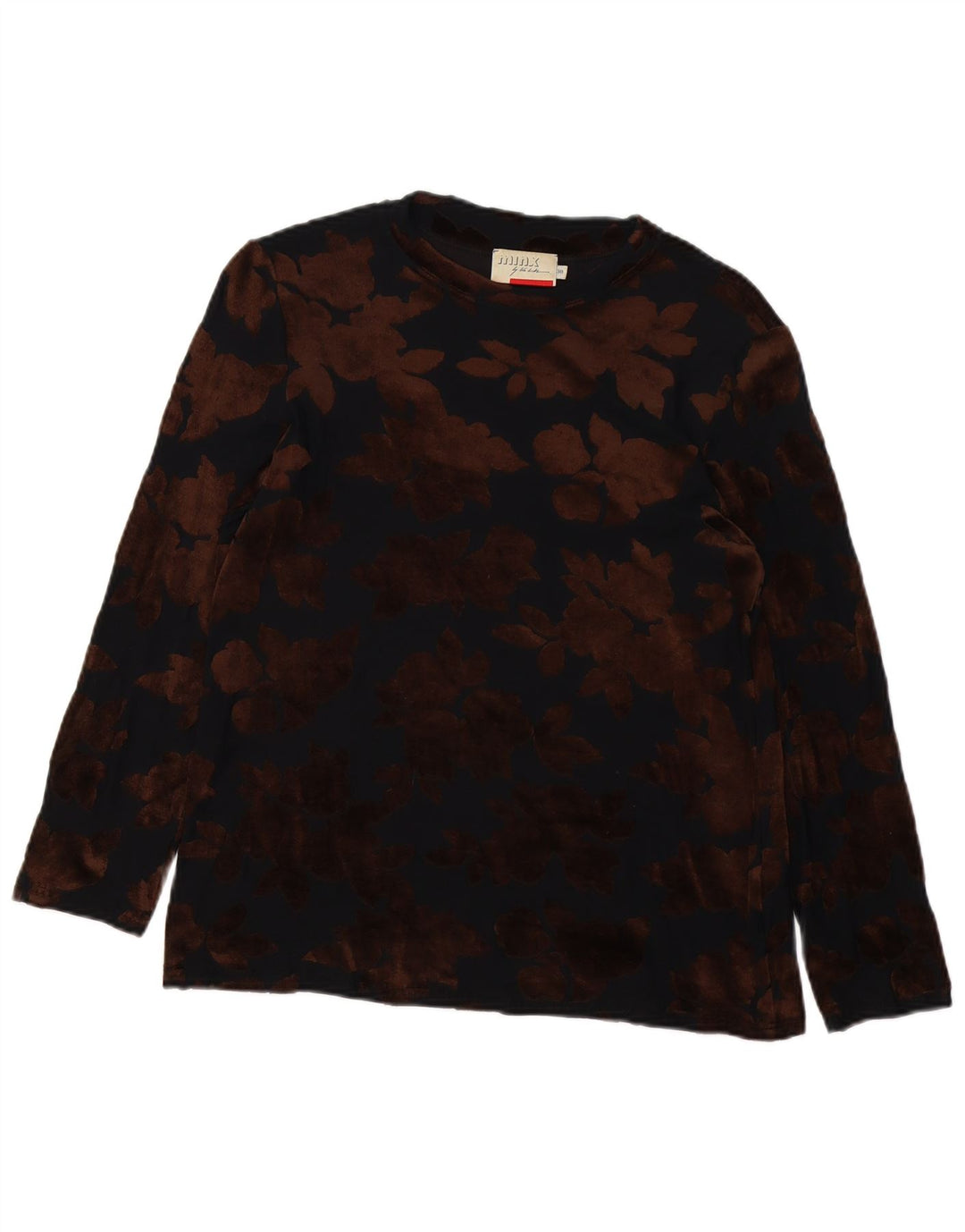 MINX BY EVA LUTZ Top de terciopelo para mujer Manga larga EU 38 Medio Negro Floral