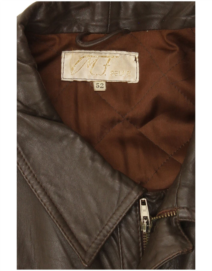 Chaqueta de cuero vintage para hombre IT 52 XL cuero marrón