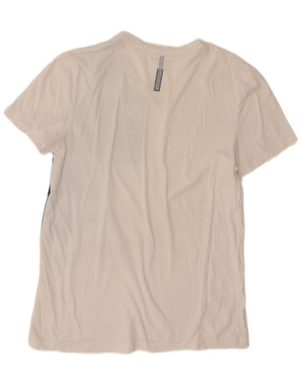 Calvin Klein Jeans Hombre Camiseta Gráfica Top Medio Blanco Geométrico