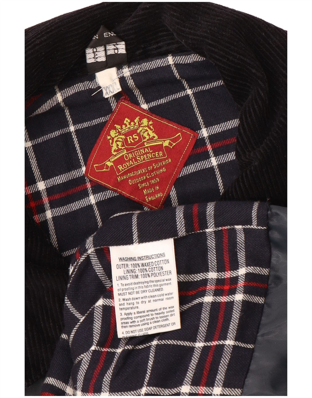 Royal Spencer Chaqueta de algodón encerado para hombre UK 46 3XL Algodón azul marino