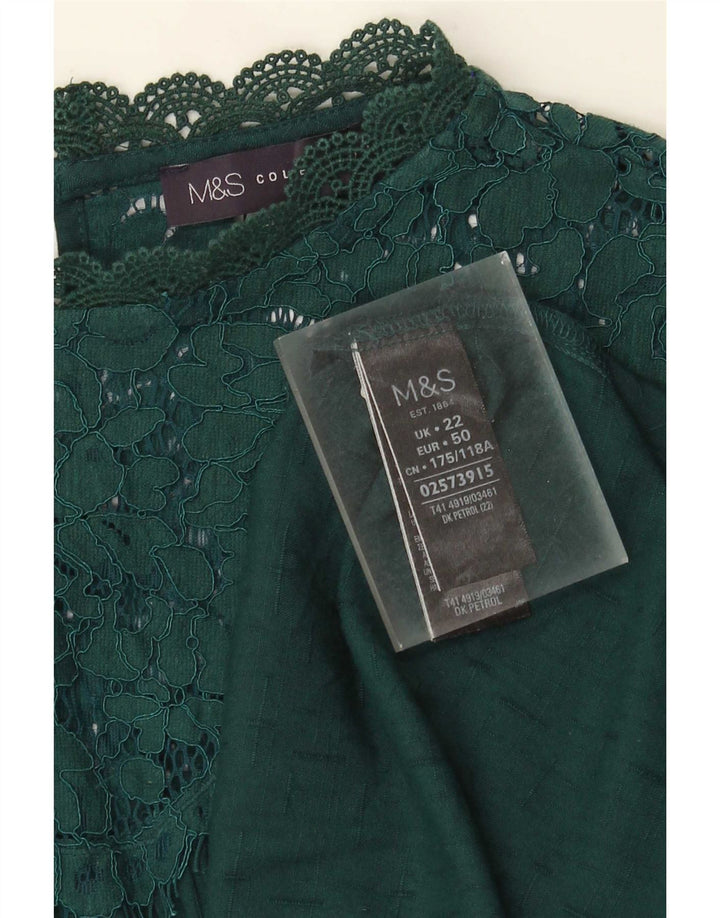 Marks & Spencer Blusa para Mujer Top UK 22 3XL Viscosa Verde