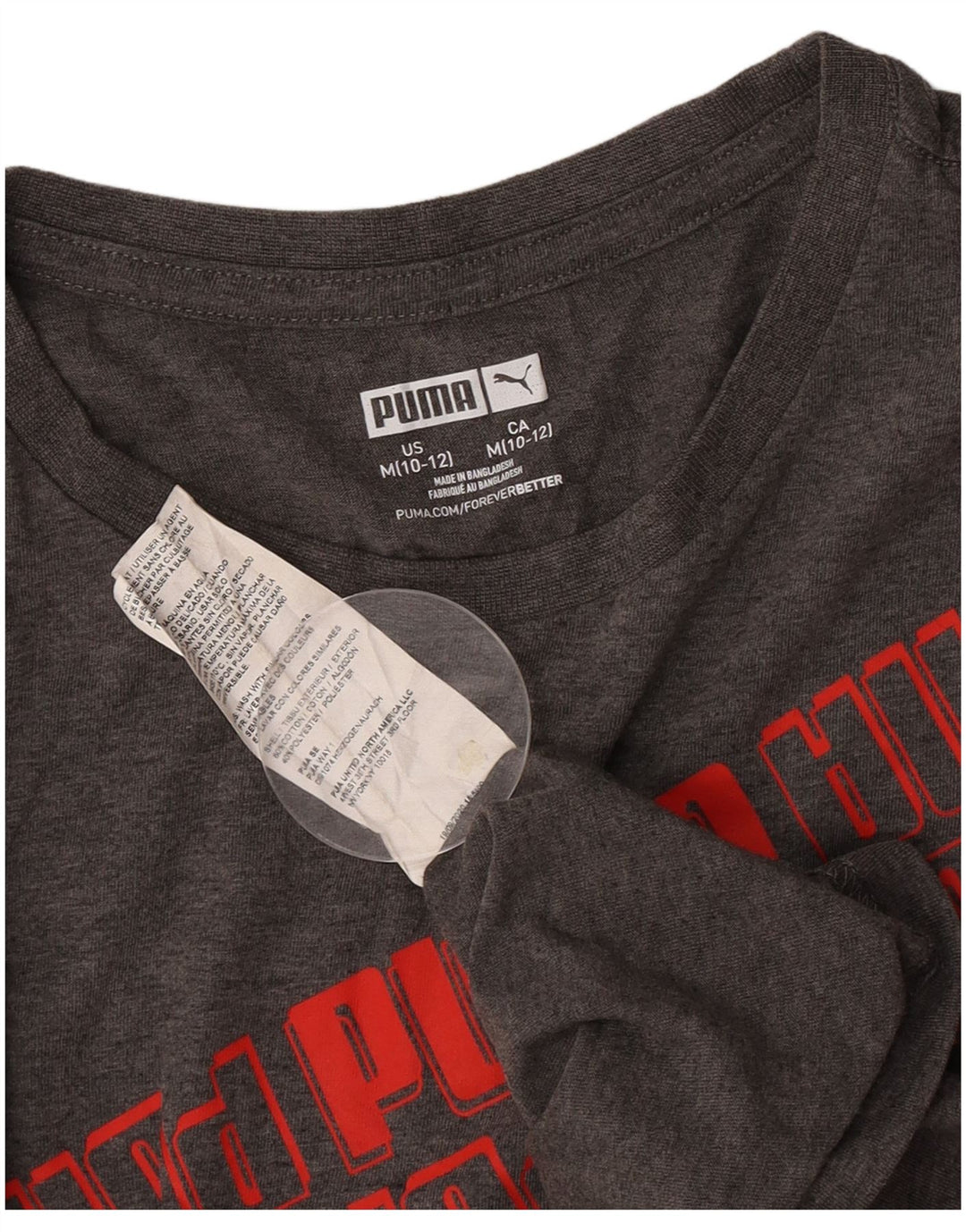 Puma Camiseta gráfica para niño Top 10-11 años Algodón Gris Medio