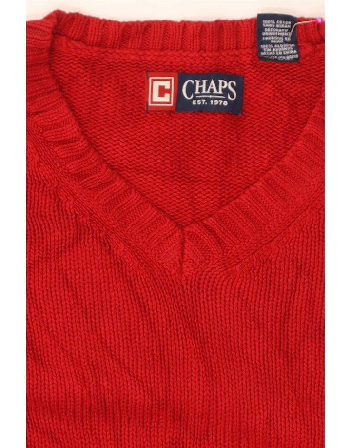 Chaps Suéter tipo jersey con cuello en V y ajuste regular para hombre XL Algodón rojo