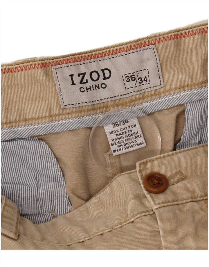 IZOD Pantalón chino recto para hombre W36 L34 Algodón beige