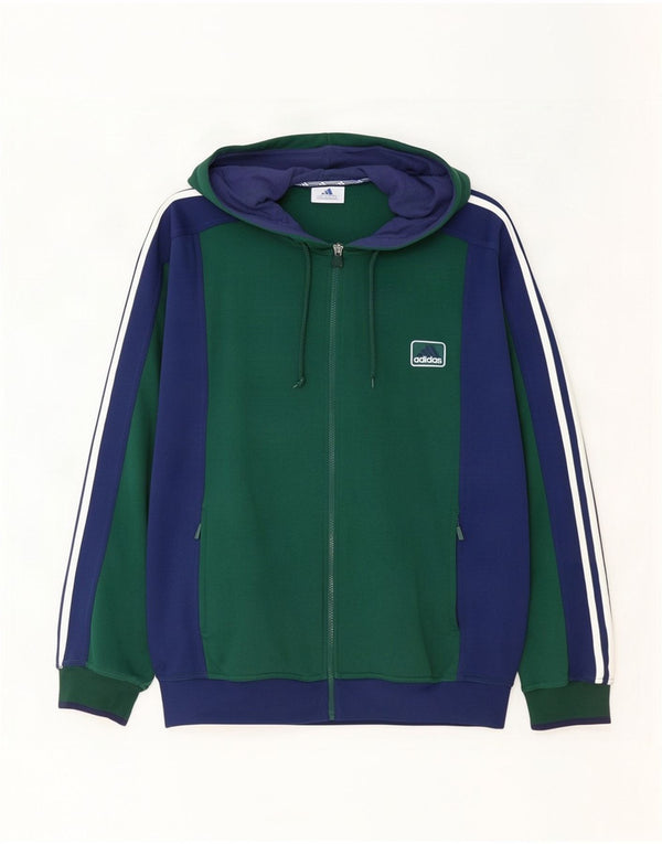 Adidas Sudadera con capucha y cremallera para hombre UK 42/44 Grande Verde Colorblock Poliéster