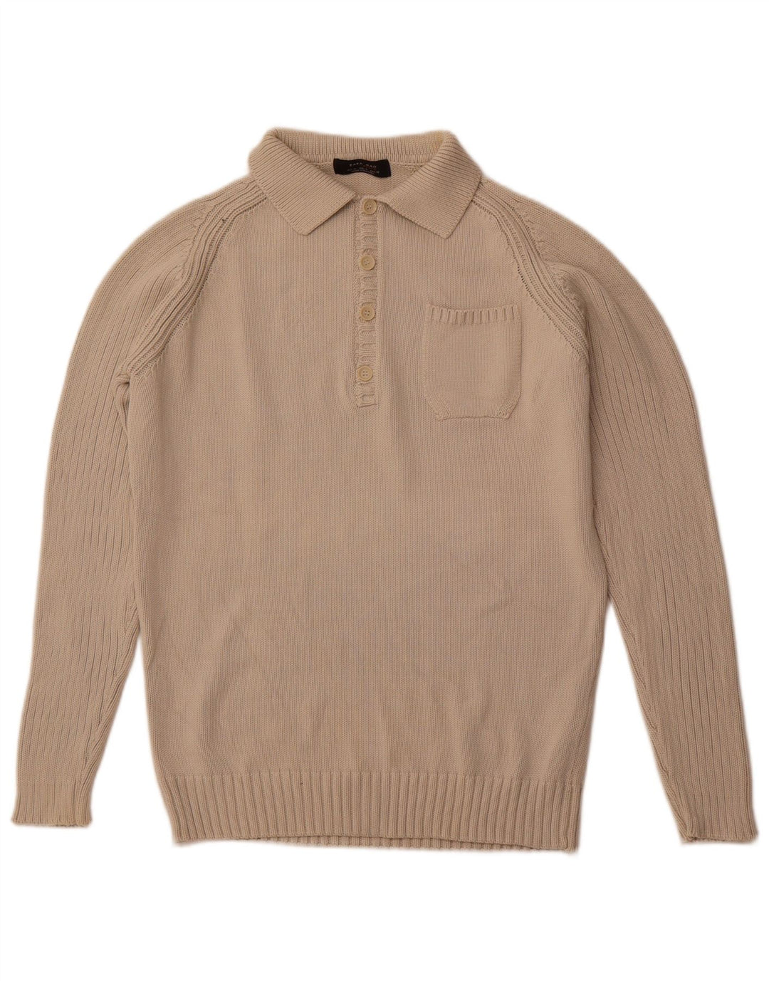 ZARA Hombre Jersey Cuello Polo Jersey XL Algodón Beige
