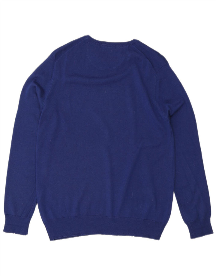 Jersey Carrera Hombre Cuello Redondo Lana Azul Medio