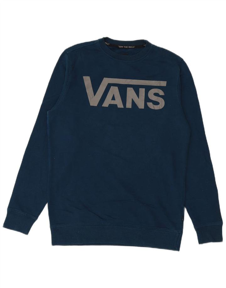 VANS Hombre Graphic Sudadera Jumper Small Azul Algodón