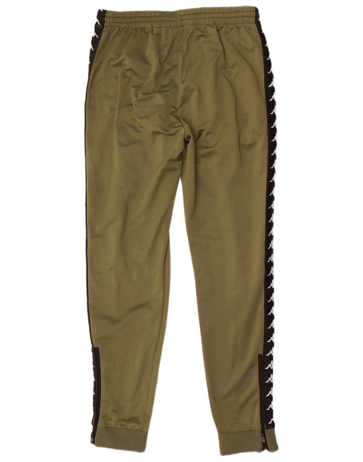 KAPPA Hombre Pantalones De Chándal Gráfico Joggers Large Verde Colorblock