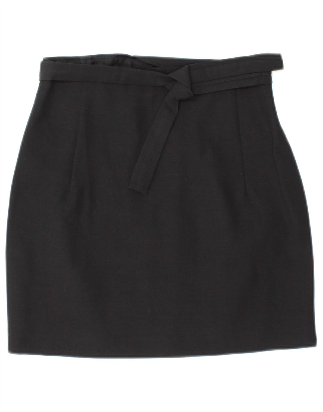 VINTAGE Mini falda cruzada para mujer IT 42 Mediana W26 Lana negra