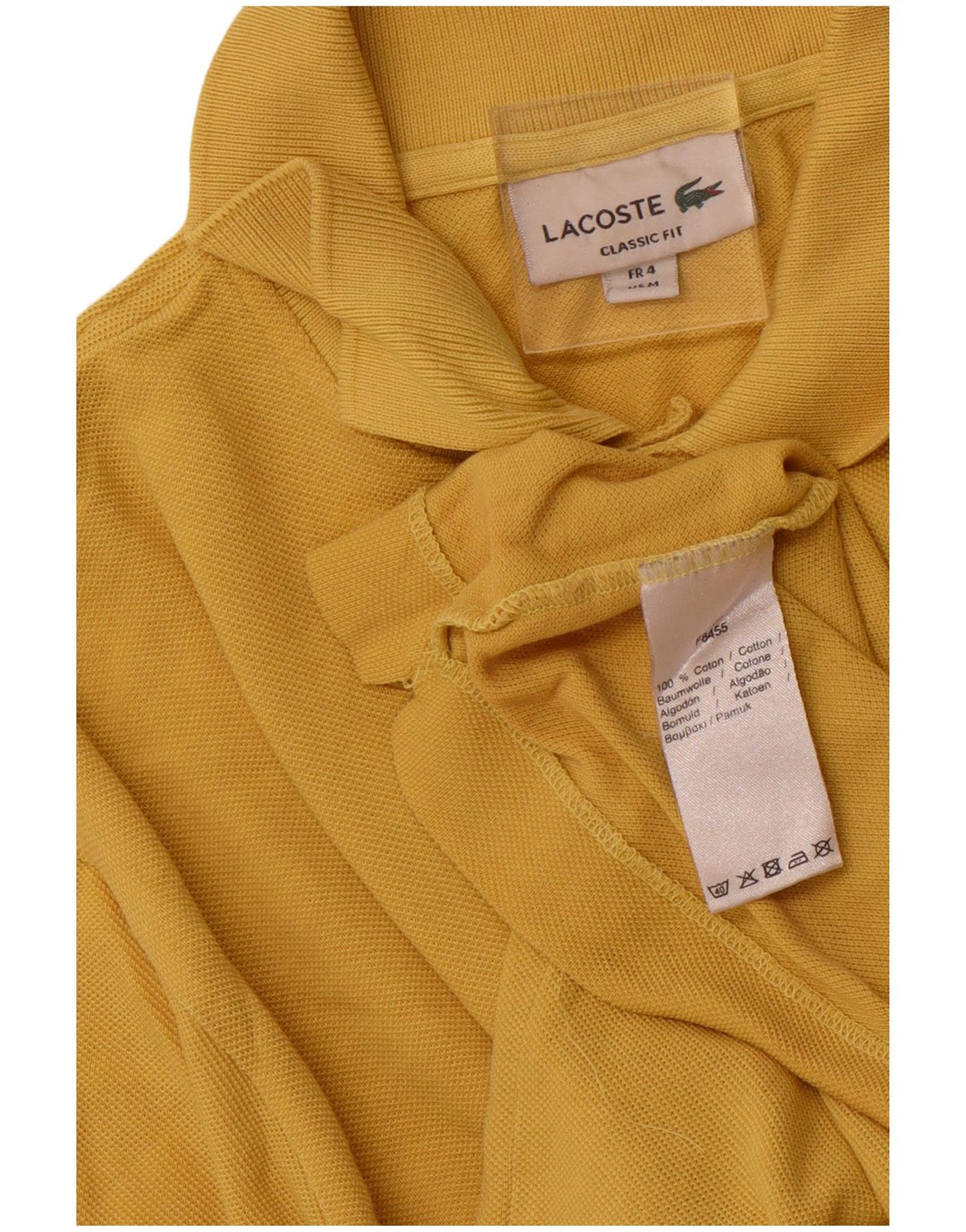 LACOSTE Polo de ajuste clásico para hombre talla 4 mediano algodón amarillo