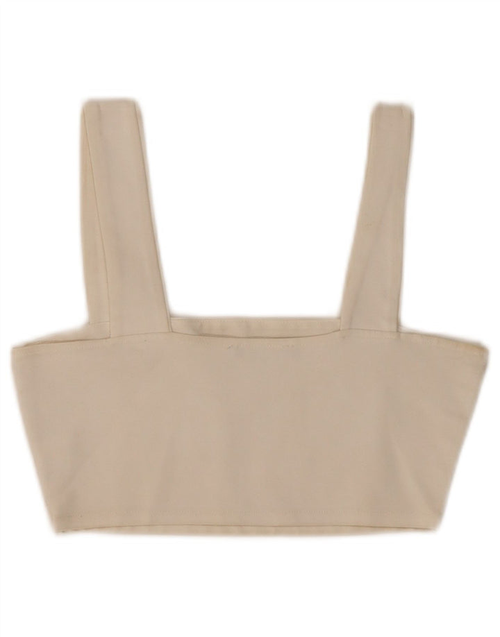 Zara Mujer Crop Top UK 8 Small Viscosa Blanca