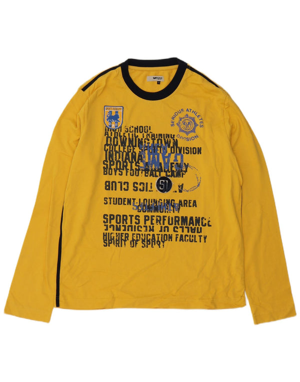 Gas Hombre Camiseta Gráfica Manga Larga XL Bloque De Color Amarillo