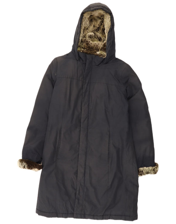 Woolrich Abrigo acolchado con capucha para mujer UK 20 2XL Algodón azul marino