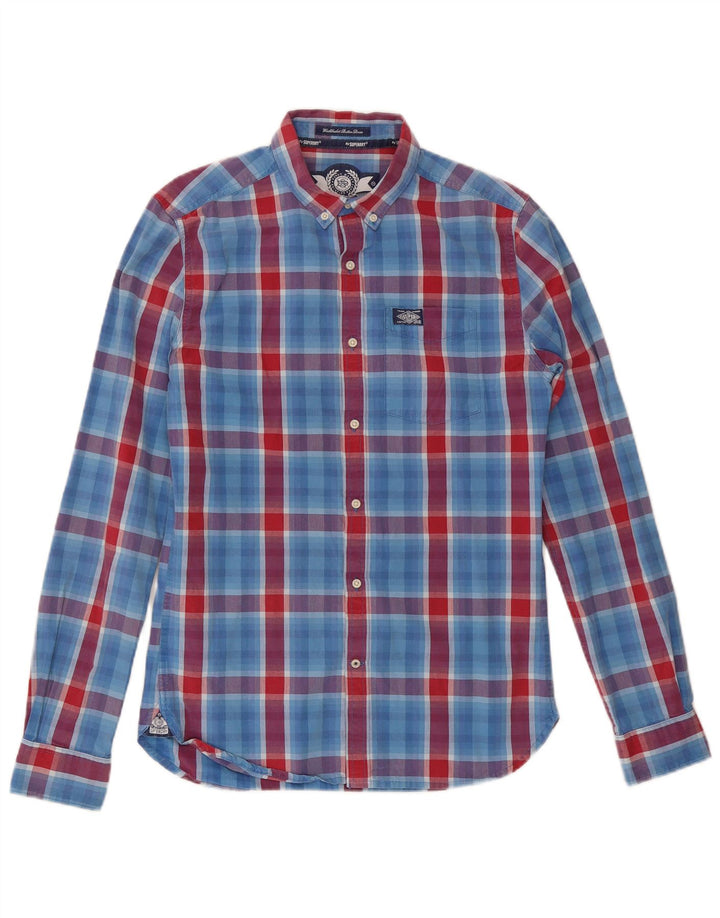 Camisa Superdry Hombre De Algodón A Cuadros Azul Pequeño