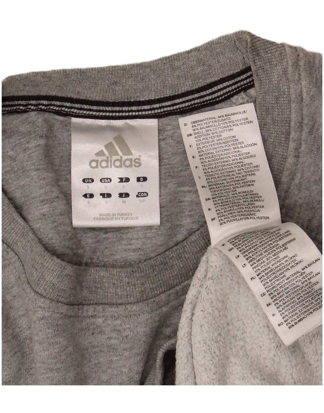 ADIDAS Hombre Sudadera Jumper Pequeño Gris Algodón
