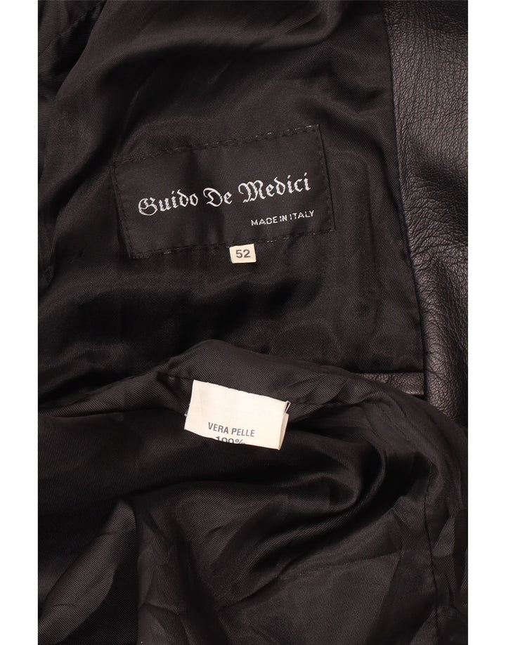 Chaqueta de cuero vintage para mujer IT 52 2XL cuero negro