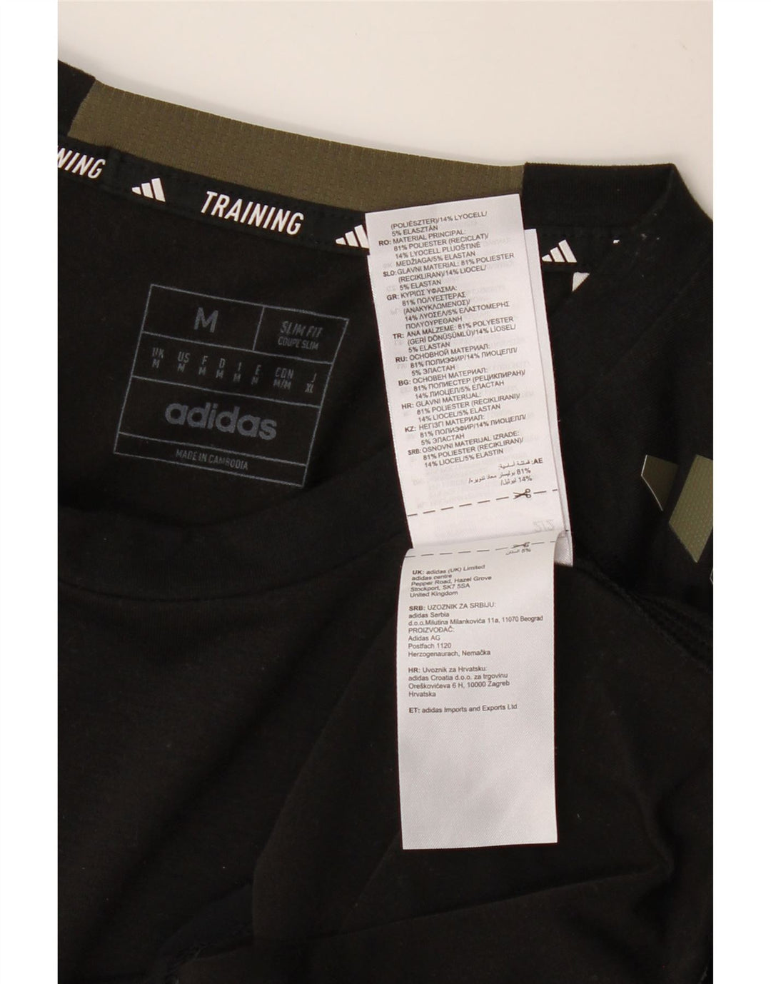 ADIDAS Hombre Aeroready Slim Fit Camiseta Top Medio Negro Poliéster