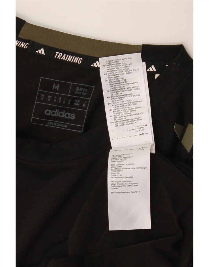 ADIDAS Hombre Aeroready Slim Fit Camiseta Top Medio Negro Poliéster