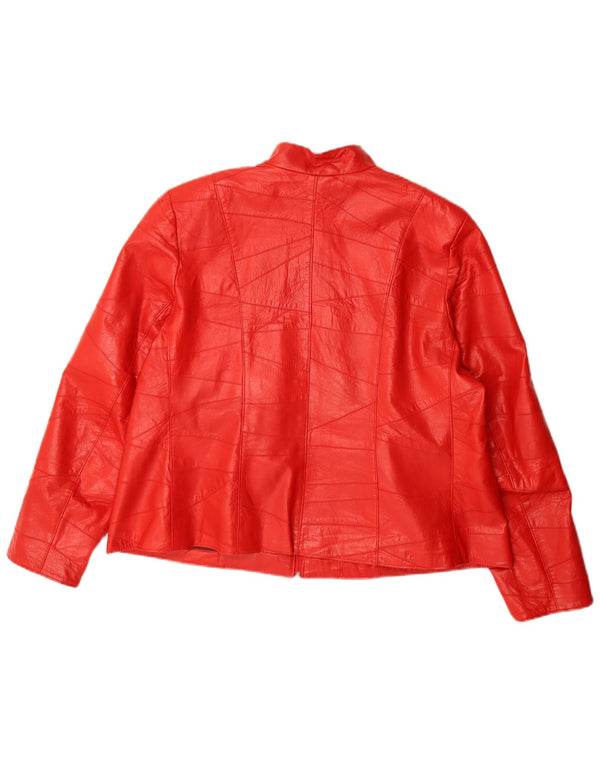 Vintage mujer chaqueta de cuero Reino Unido 22 3XL cuero rojo
