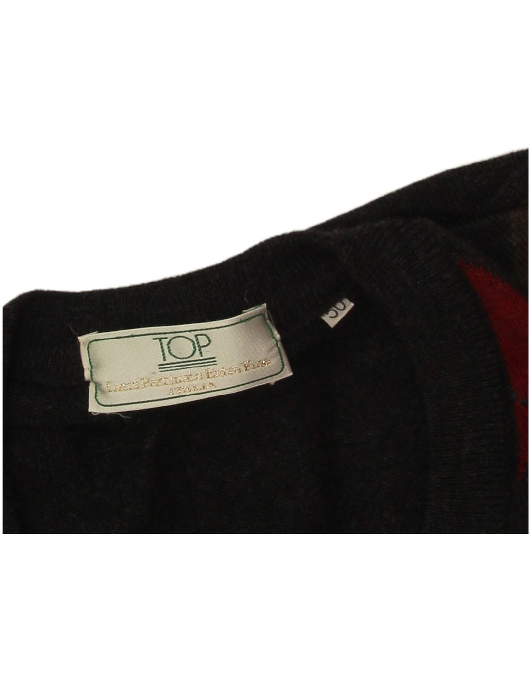 Vintage hombres V-cuello jumper suéter IT 50 gris medio Argyle/Diamond