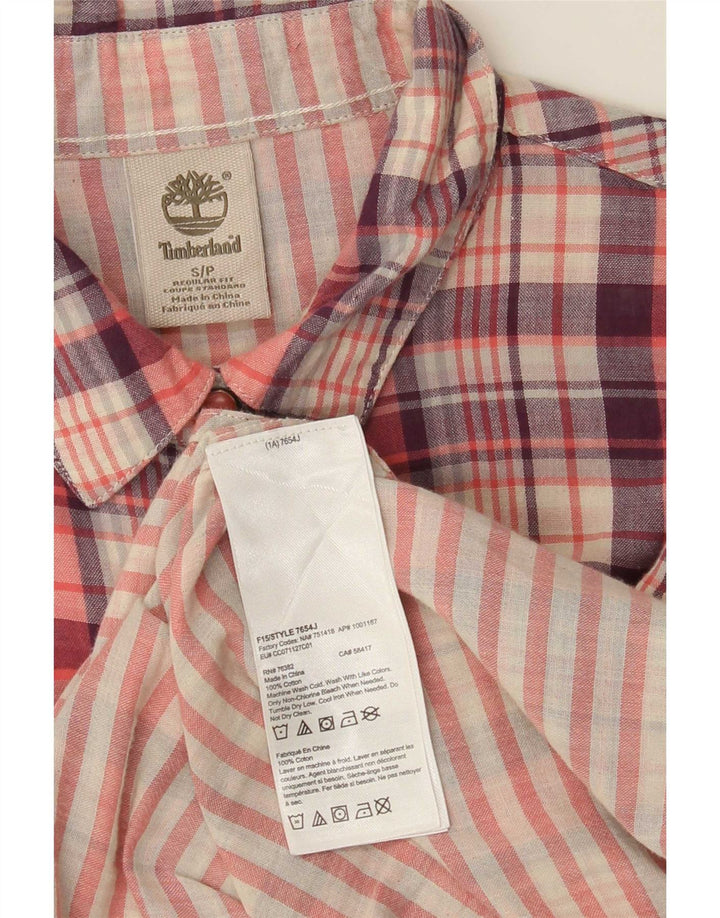 Timberland Camisa Regular Fit para Mujer UK 10 Small Red Check Cotton