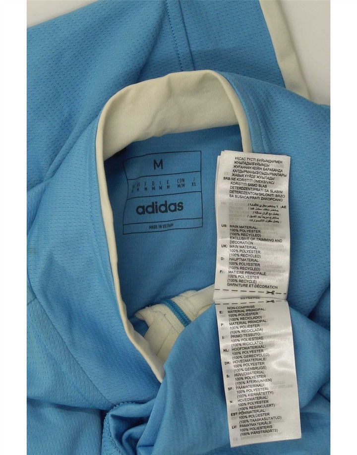 Adidas Hombre Zip Neck Jersey Chándal Top Azul Medio Poliéster