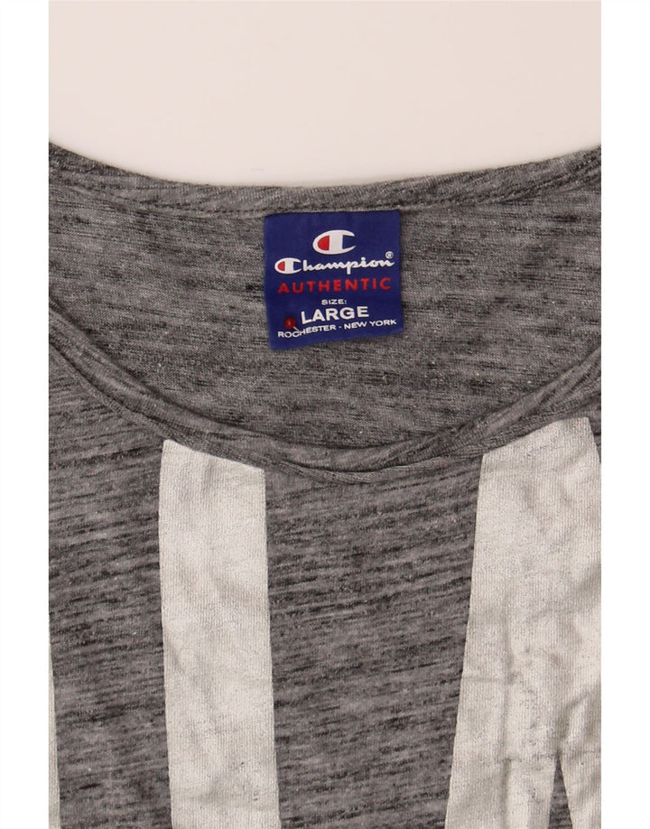 CHAMPION Womens Graphic Vest Top UK 16 Large Grey Cotton Vintage Champion and Second-Hand Champion from Messina Hembry 