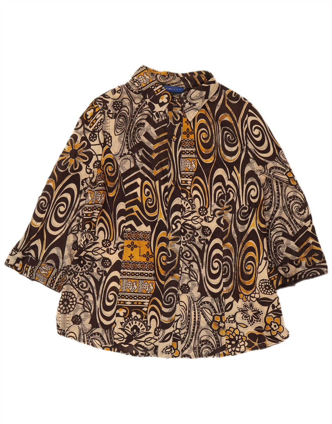 DOMINEW Blusa de manga 3/4 para mujer IT 50 XL Algodón floral marrón