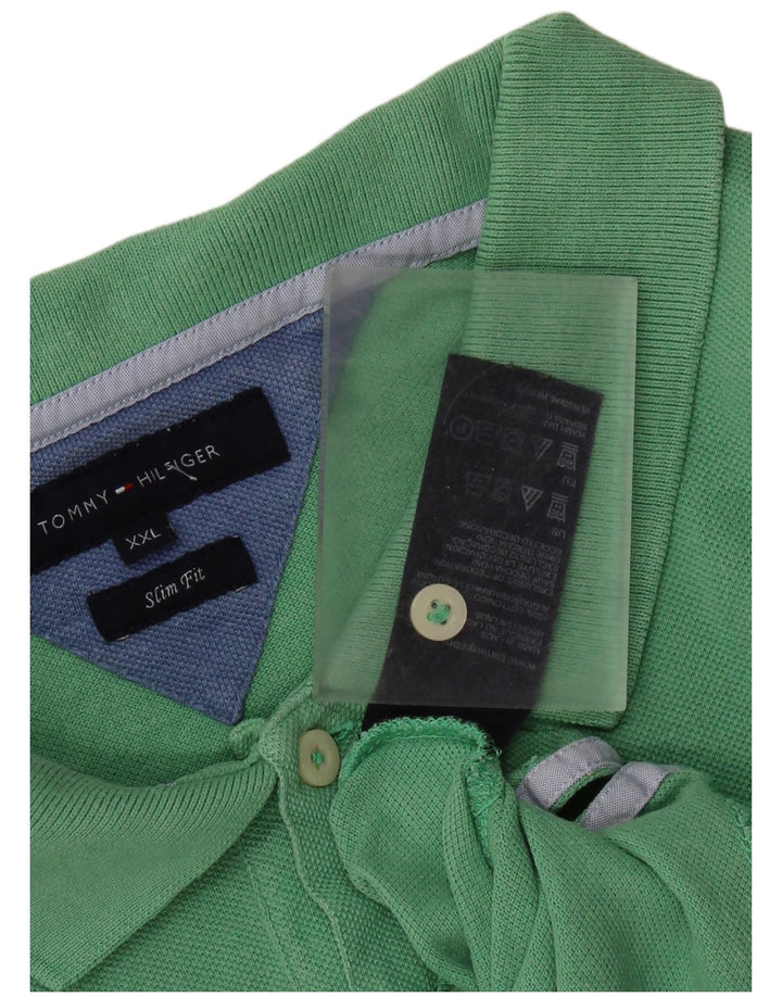 TOMMY HILFIGER Polo ajustado para hombre 2XL Algodón verde