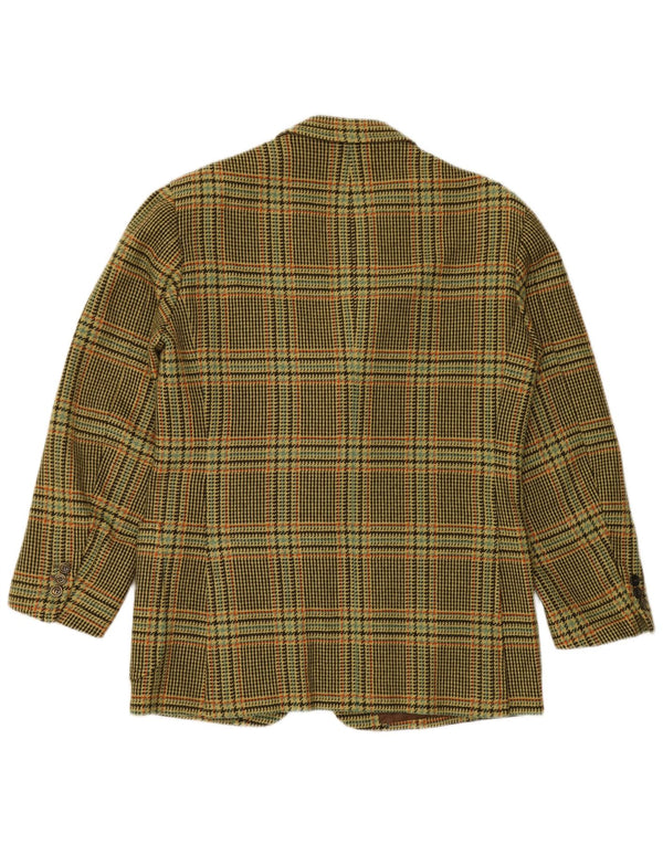 VINTAGE Chaqueta Blazer de 3 botones para hombre Reino Unido 38 Pata de gallo verde medio
