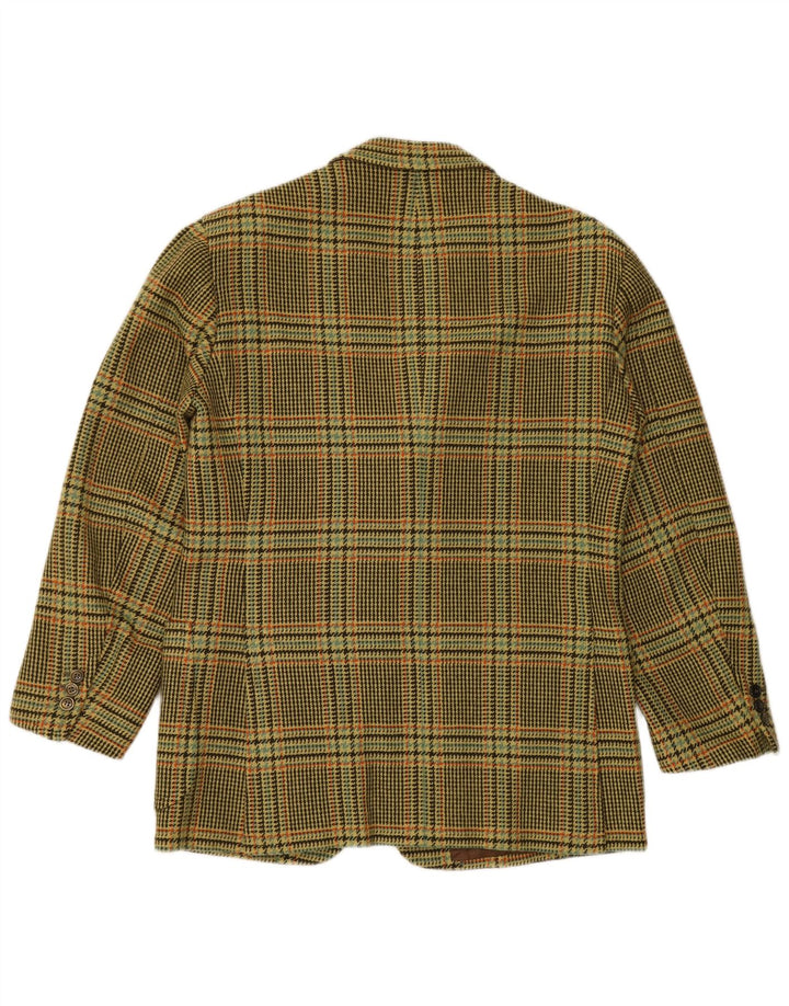 VINTAGE Chaqueta Blazer de 3 botones para hombre Reino Unido 38 Pata de gallo verde medio