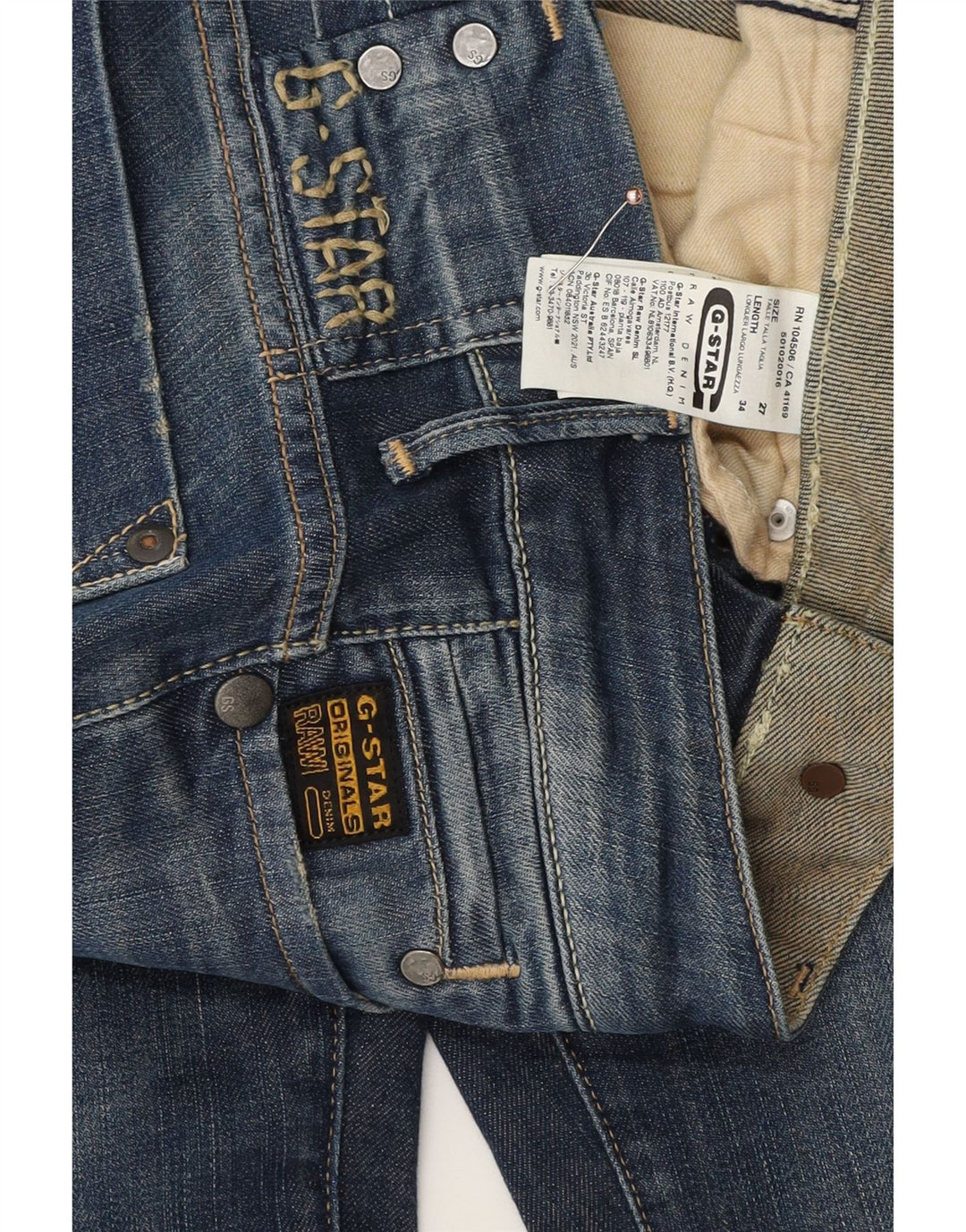 Vaqueros ajustados para mujer G-Star W27 L34 Algodón azul