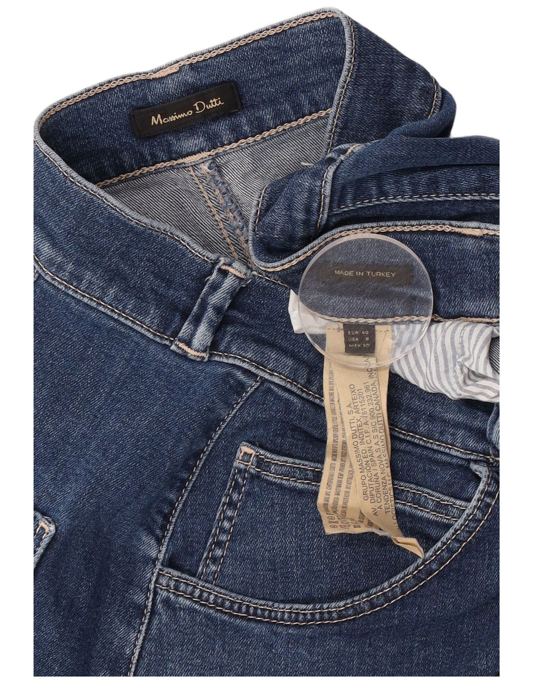 Falda Vaquera Mujer Massimo Dutti EU 40 Medium W30 Azul Marino Algodón