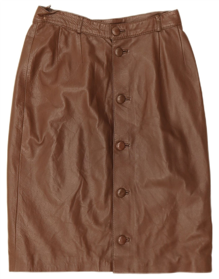 Falda de cuero vintage para mujer W26 cuero marrón pequeño
