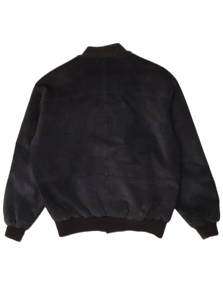 John Monroe Chaqueta bomber de ante holgada para hombre UK 36 Small Azul marino