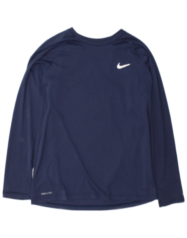 Camiseta Nike Dri Fit para hombre de manga larga azul marino mediano