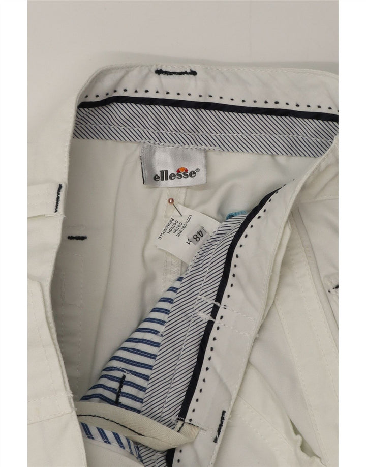 ELLESSE Pantalones cortos chinos para hombre IT 48 Medium W32 Algodón blanco
